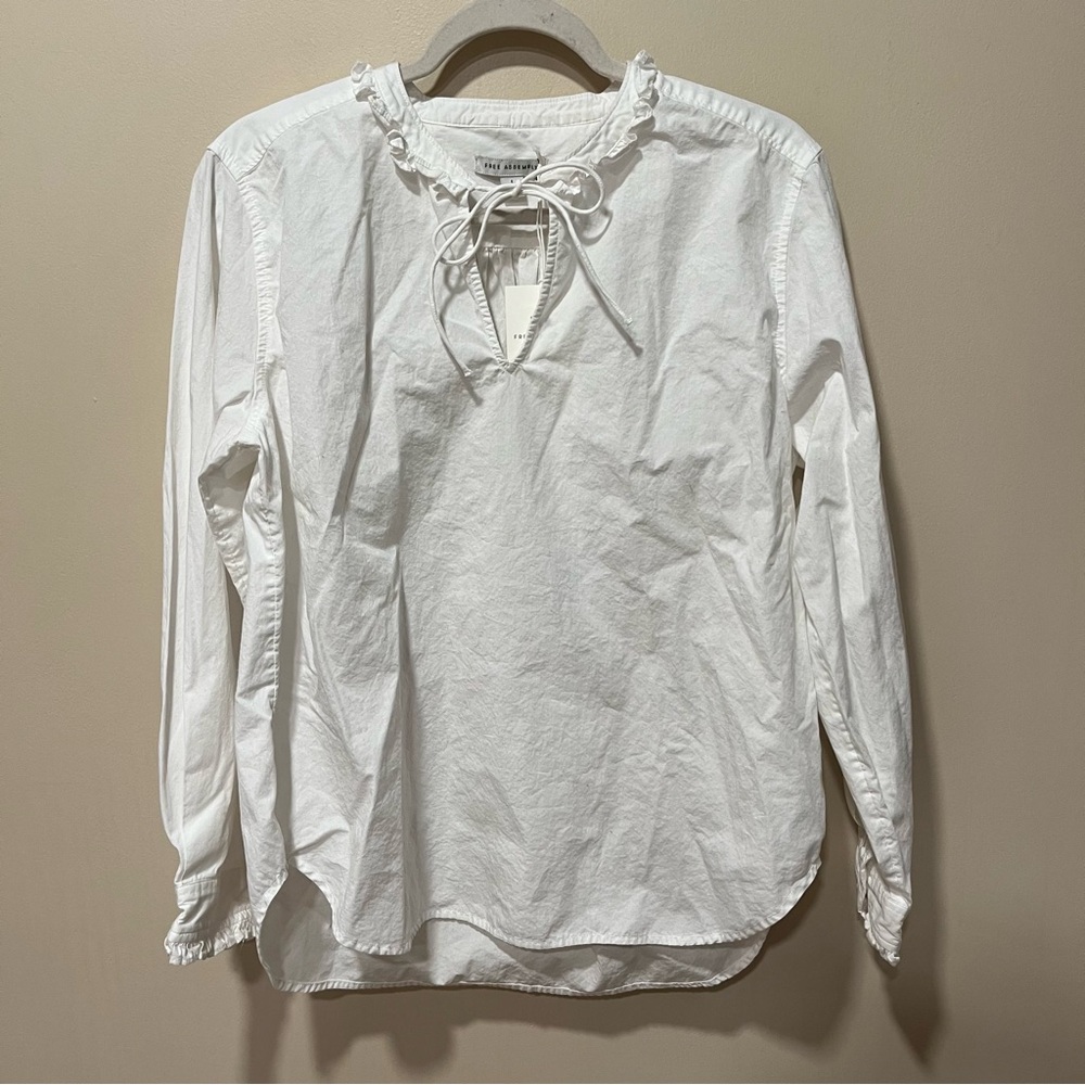 New Free Assembly White Ruffle Collar Top